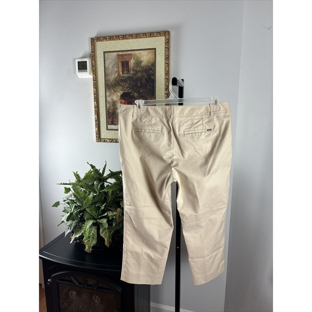 White House Black Market Women’s Tailored Pants Beige Size 14 Slim Ankle Pockets - Picture 3 of 14